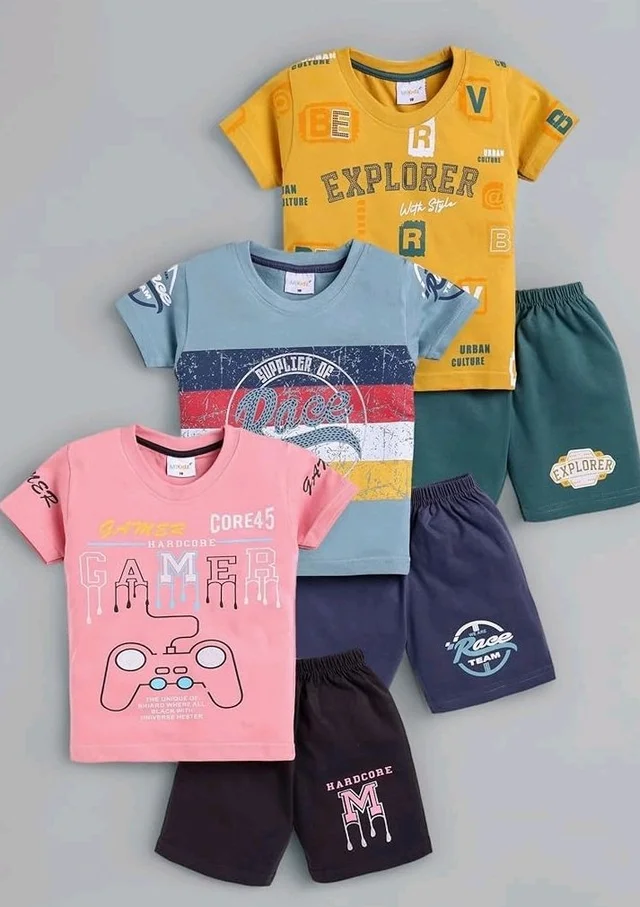 Unisex T-Shirt and Shorts Set
- 4-5 Y, Mustard wine/ Sea Green