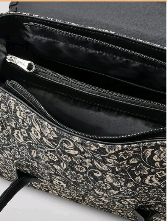 Zouk Printed Jute Handcrafted Vegan Leather Multicolor Women's Satchel Bag | Ladies Purse Handbag | Double Handle Detachable