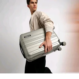 HRX Force Cabin Size Silver Polycarbonate Hard Shell Suitcase - Premium Travel Trolley Bag with 8 Spinner Wheels, Number Lock & Water Resistant Body