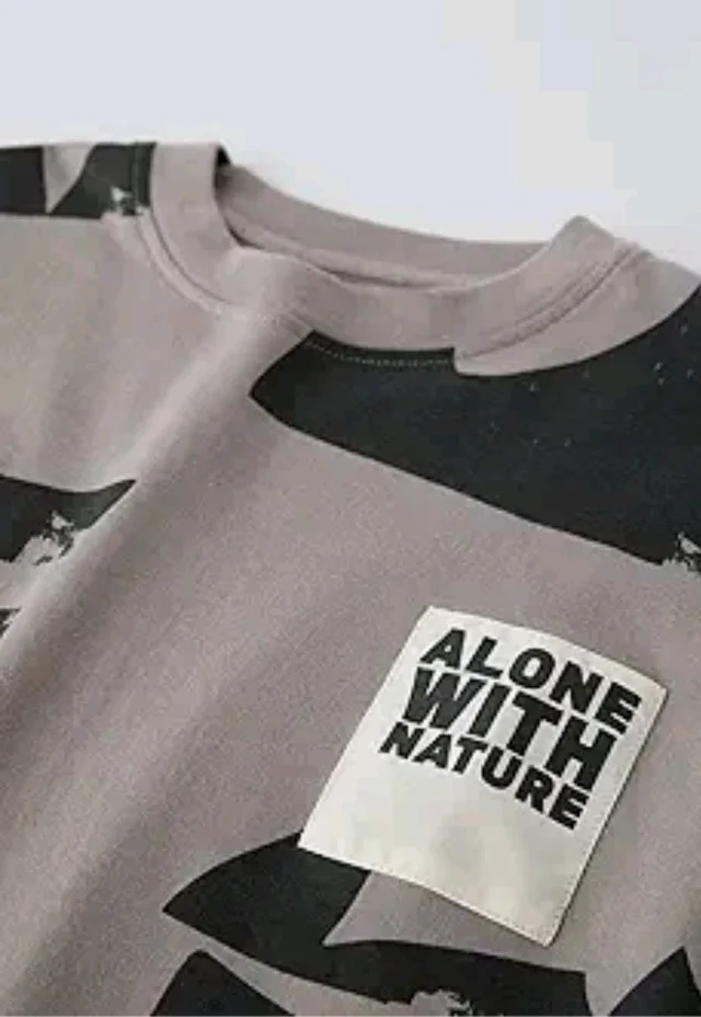Alan Jones Clothing Boys Oversized Cotton Printed T-Shirt | Round Neck, Short Sleeves, Casual Wear - 9-10 Y, Anthracite Grey