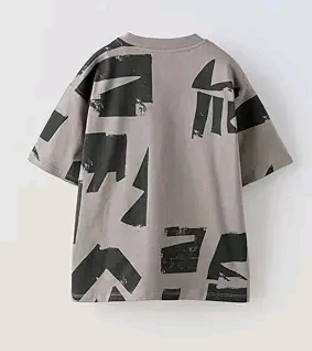 Alan Jones Clothing Boys Oversized Cotton Printed T-Shirt | Round Neck, Short Sleeves, Casual Wear - 11-12 Y, Anthracite Grey