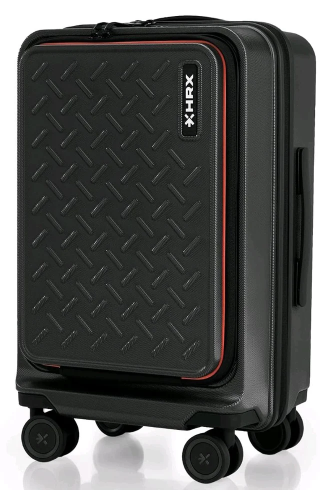 Brand: HRX
HRX Transit Cabin Size Black Polycarbonate Hard Shell Suitcase with Front Laptop Compartment - Premium Travel Trolley Bag with 8 Spinner Wheels, Number Lock & Water Resistant Body