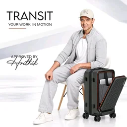 Brand: HRX
HRX Transit Cabin Size Black Polycarbonate Hard Shell Suitcase with Front Laptop Compartment - Premium Travel Trolley Bag with 8 Spinner Wheels, Number Lock & Water Resistant Body