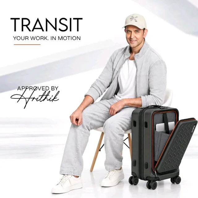 Brand: HRX
HRX Transit Cabin Size Black Polycarbonate Hard Shell Suitcase with Front Laptop Compartment - Premium Travel Trolley Bag with 8 Spinner Wheels, Number Lock & Water Resistant Body
