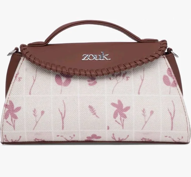 Zouk Saisha Sling Bag for Women – Vegan Leather with Whip-Stitch Detailing & Detachable Silver | Water-Resistant Stylish Purse |