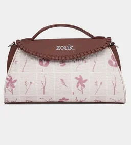 Zouk Saisha Sling Bag for Women – Vegan Leather with Whip-Stitch Detailing & Detachable Silver | Water-Resistant Stylish Purse |