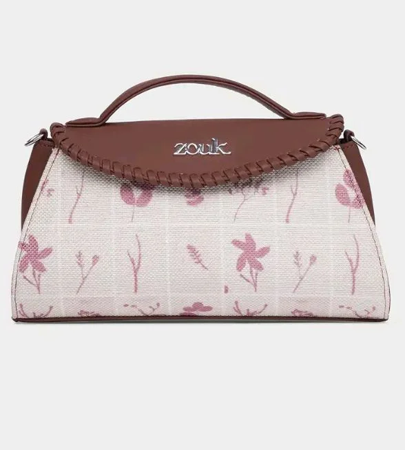 Zouk Saisha Sling Bag for Women – Vegan Leather with Whip-Stitch Detailing & Detachable Silver | Water-Resistant Stylish Purse |