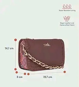 Zouk Small Shoulder Bag Bag for Women | Stylish Vegan Leather Shoulder Bag with Gold Chain Handle | Water-Resistant | Chic & Handcrafted Purse |