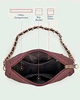 Zouk Small Shoulder Bag Bag for Women | Stylish Vegan Leather Shoulder Bag with Gold Chain Handle | Water-Resistant | Chic & Handcrafted Purse |