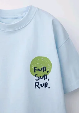 Alan Jones Clothing Boys Oversized Cotton Printed T-Shirt | Round Neck, Short Sleeves, Casual Wear
- 14-16 Y, Sky blue