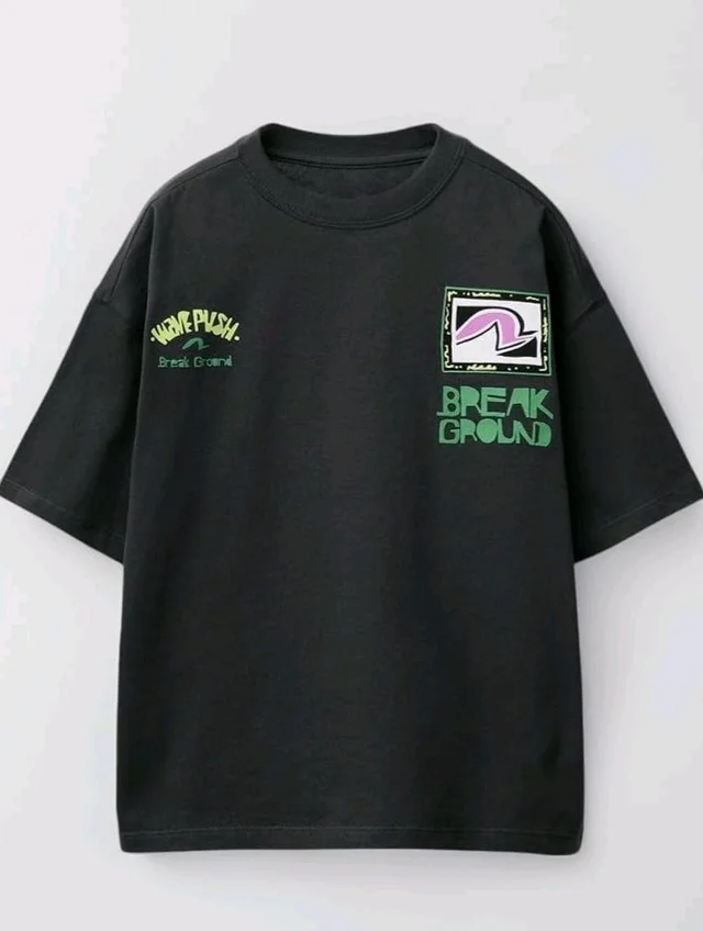 Alan Jones Clothing Boys Oversized Cotton Printed T-Shirt | Round Neck, Short Sleeves, Casual Wear
- 9-10 Y, Dark charcoal
