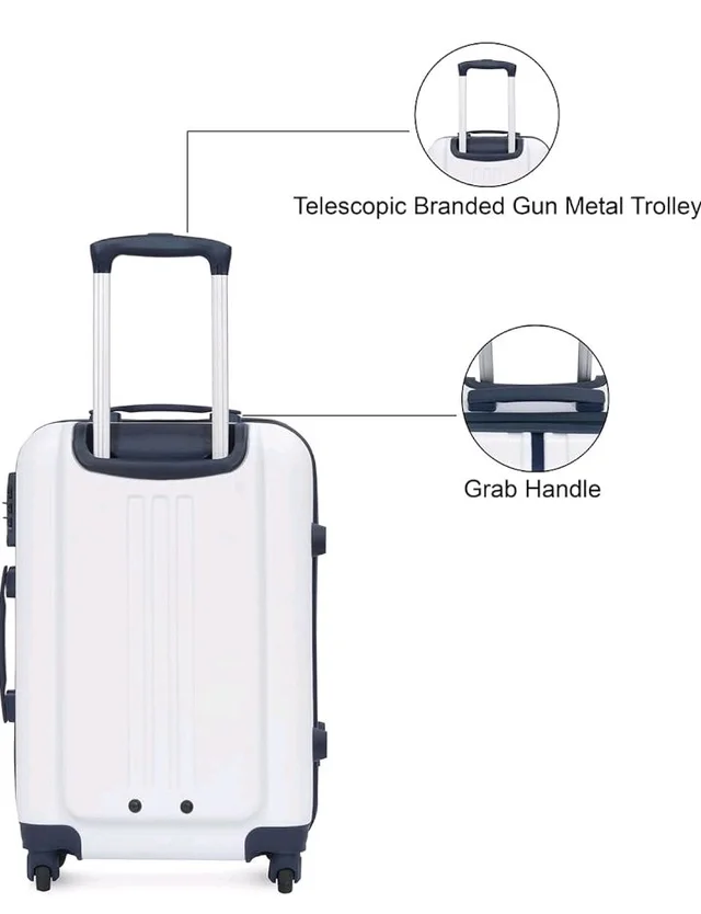 Tommy Hilfiger Wyoming Check-in Luggage | 66cm Mid Size Trolley Bag|Durable Polycarbonate Hardshell Suitcase with TSA Lock|360° Spinner Wheel & Adjustable Telescopic Handle|85L Capacity|Color- White