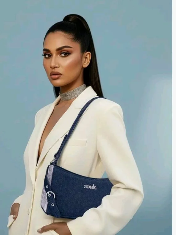 Zouk Lyra 8Small Shoulder Bag for Women – Denim & Printed Shoulder Bag with Water-Resistant Lining | Handcrafted Sling Bag with Multiple Pockets & Zip Closure for Daily & Weekend Use |