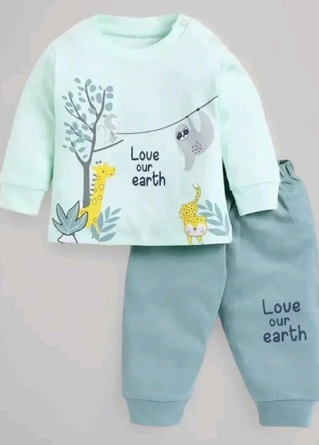Indhrani Garments Kids Clothes for Boys | Printed Cotton Lightweight Sweatshirt and Pant | Baby Boy Dress Clothing Set
- 2-3 Y, Green