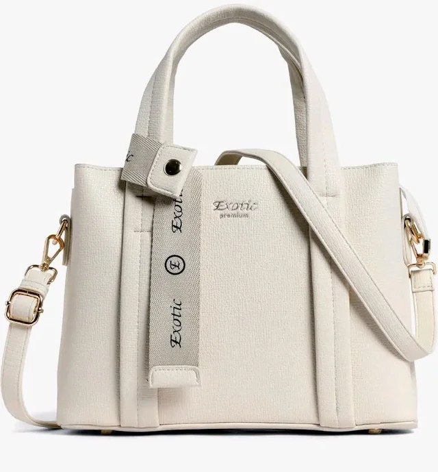 Premium Ivory Chic Edition Urban Luxe Hand & Sling Bag for Women | Stylish PU Leather Tote with Spacious Compartments & Detachable Strap