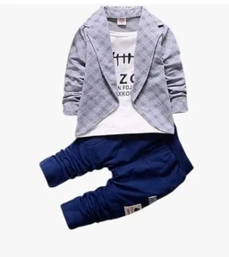Boys 3-Piece Hosiery Cotton Clothing Set | Printed T-Shirt, Check Blazer & Jogger Pants | Soft & Trendy
- 18-24 M, Grey