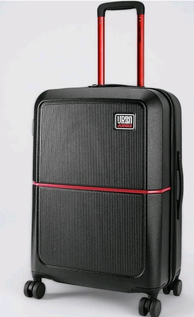 Urban Jungle by Safari Medium, The Caliber (65cm) Trolley, 70L Capacity Hard Sided Polycarbonate Suitcase, TSA Lock, Anti Theft Zipper, 8 Silent Spinner Wheels (Carbon Black)