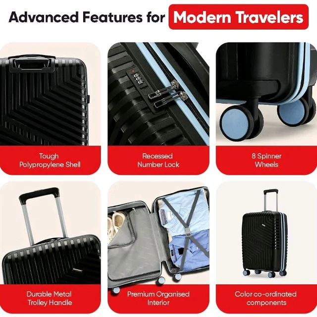 Visit the LAttitude By Provogue Store
4.0 out of 5 stars 117
Core Medium Check-in Suitcase 65cm 24 inch Polypropylene Hard Trolley Bag, 8 Spinner Wheels, Recessed Number Lock, Lightweight Luggage for Men & Women Midnight Black/Arctic Blue
100+ bought in past month