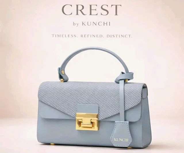 Kunchi CREST Women’s Structured Handbag with Sling Strap | Premium Textured Flap Bag | Elegant Designer Purse for Party, Wedding & Office