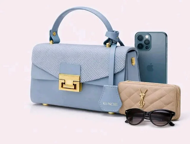 Kunchi CREST Women’s Structured Handbag with Sling Strap | Premium Textured Flap Bag | Elegant Designer Purse for Party, Wedding & Office