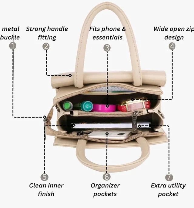 Classy Handbag for Women | Elegant Flap Top Handle Bag | Removable/Adjustable Strap | Smooth Zip Closure | Fashion Ladies Purse for Office, Travel, Shopping & Everyday Use