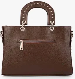 Women,SQuilted Faux Leather Satchel Handbag | Diamond Cut Cross Shoulder & Handheld Bag with Studded Top Handle & Adjustable Sling Strap | Stylish Ladies Purse for Office & Travel