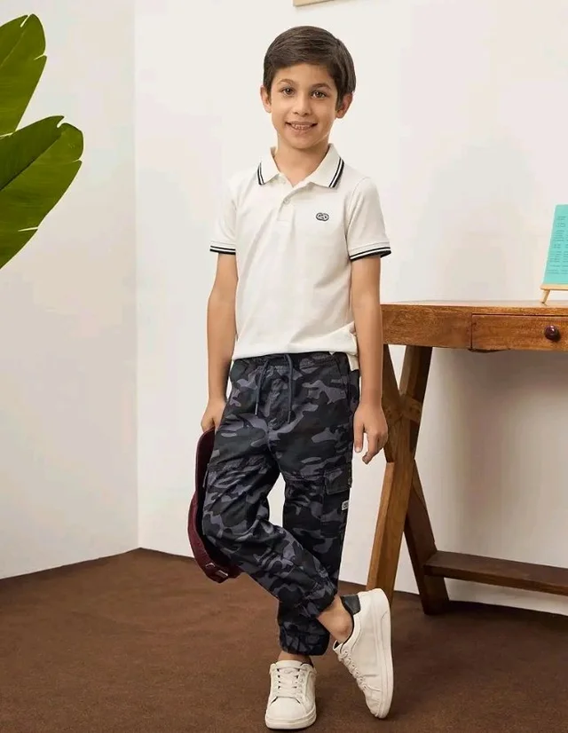Amazon Brand - Symbol Boy's Cotton Cargo Jogger | Elasticated Waistband and Cuff | Stretchable | Age 2-14 Years
- 2-3 Y, Navy Como