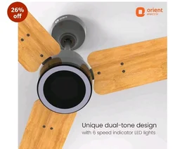 Orient Electric 1200 mm Zeno BLDC | BLDC energy saving ceiling fan with Remote |BEE 5-star rated | Saves up to 50% on electricity bills | 3-year warranty by Orient | Oak Wood, pack of 1 - Oak wood
