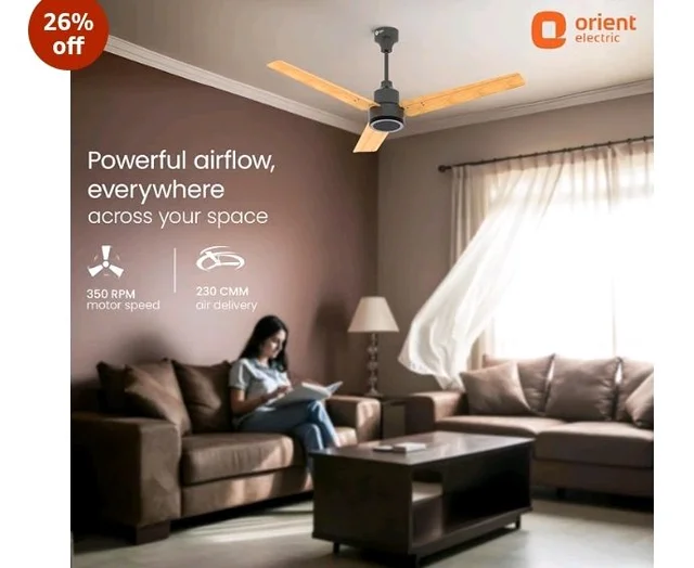 Orient Electric 1200 mm Zeno BLDC | BLDC energy saving ceiling fan with Remote |BEE 5-star rated | Saves up to 50% on electricity bills | 3-year warranty by Orient | Oak Wood, pack of 1 - Oak wood