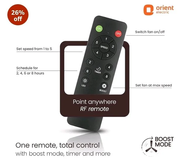 Orient Electric 1200 mm Zeno BLDC | BLDC energy saving ceiling fan with Remote |BEE 5-star rated | Saves up to 50% on electricity bills | 3-year warranty by Orient | Oak Wood, pack of 1 - Oak wood