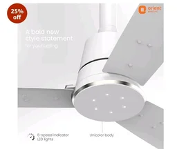 Orient Electric Newly Launched 1200 mm Proton BLDC | BLDC energy saving ceiling fan with Remote |BEE 5-star rated | Saves up to 50% on electricity bills | 3 year warranty by Orient | White - White