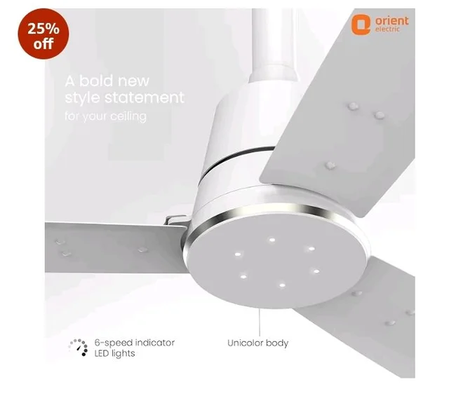 Orient Electric Newly Launched 1200 mm Proton BLDC | BLDC energy saving ceiling fan with Remote |BEE 5-star rated | Saves up to 50% on electricity bills | 3 year warranty by Orient | White - White