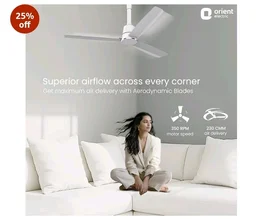 Orient Electric Newly Launched 1200 mm Proton BLDC | BLDC energy saving ceiling fan with Remote |BEE 5-star rated | Saves up to 50% on electricity bills | 3 year warranty by Orient | White - White