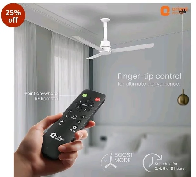 Orient Electric Newly Launched 1200 mm Proton BLDC | BLDC energy saving ceiling fan with Remote |BEE 5-star rated | Saves up to 50% on electricity bills | 3 year warranty by Orient | White - White