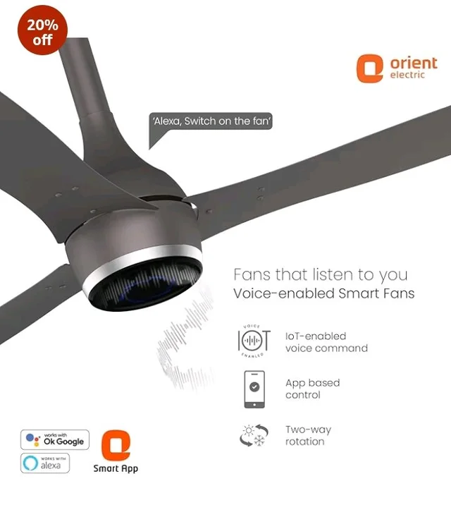 Orient Electric Newly Launched 1200 mm Aeon VC Smart BLDC ceiling fan for home |BEE 5-star rated | IOT Enabled & Remote Control | Two-Way Rotation for | 5 year warranty by Orient | Magma Grey - Magma Grey