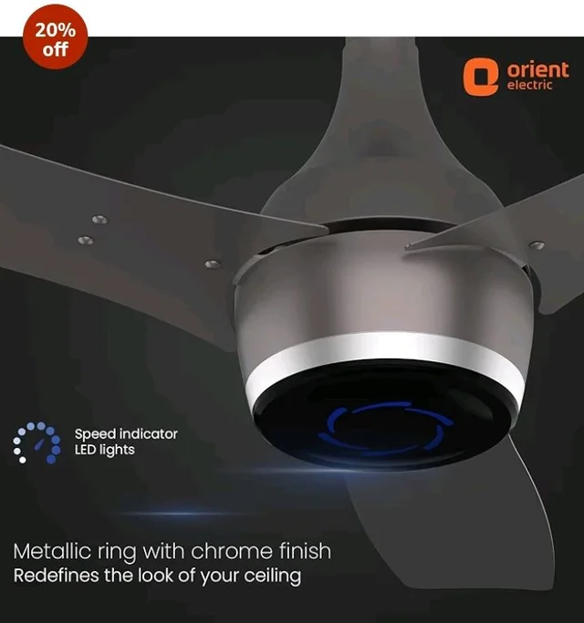 Orient Electric Newly Launched 1200 mm Aeon VC Smart BLDC ceiling fan for home |BEE 5-star rated | IOT Enabled & Remote Control | Two-Way Rotation for | 5 year warranty by Orient | Magma Grey - Magma Grey