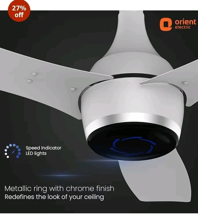 Orient Electric Newly Launched 1200 mm Aeon VC Smart BLDC Ceiling Fan for Home |BEE 5-Star Rated | IOT Enabled & Remote Control | Two-Way Rotation | 5 year warranty by Orient | Pixel White - Pixel White