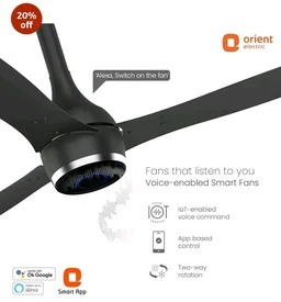 Orient Electric Newly Launched 1200 mm Aeon VC Smart BLDC ceiling fan for home |BEE 5-star rated | IOT Enabled & Remote Control | Two-Way Rotation | 5 year warranty by Orient | Cosmos Black - Cosmos Black