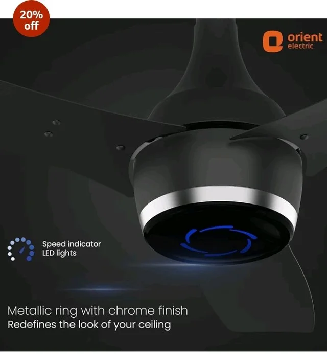 Orient Electric Newly Launched 1200 mm Aeon VC Smart BLDC ceiling fan for home |BEE 5-star rated | IOT Enabled & Remote Control | Two-Way Rotation | 5 year warranty by Orient | Cosmos Black - Cosmos Black