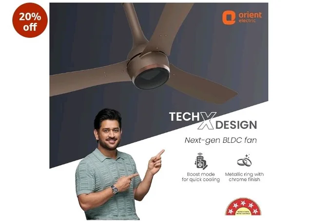 Orient Electric Newly Launched 1200 mm Aeon BLDC PRO, BEE 5-star rated, Anti-Dust Designer Ceiling fan with Remote & 5 yrs Warranty by Orient, Boost mode for High Air Delivery - Tangerine Brown - Tangerine Brown