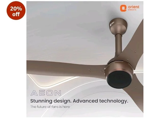 Orient Electric Newly Launched 1200 mm Aeon BLDC PRO, BEE 5-star rated, Anti-Dust Designer Ceiling fan with Remote & 5 yrs Warranty by Orient, Boost mode for High Air Delivery - Tangerine Brown - Tangerine Brown