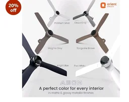 Orient Electric Newly Launched 1200 mm Aeon BLDC PRO, BEE 5-star rated, Anti-Dust Designer Ceiling fan with Remote & 5 yrs Warranty by Orient, Boost mode for High Air Delivery - Tangerine Brown - Tangerine Brown