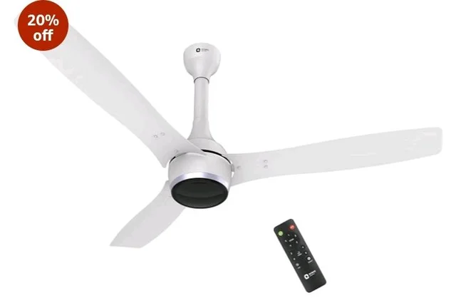 Orient Electric Newly Launched 1200 mm Aeon BLDC PRO,BEE 5-star rated, Anti-Dust Designer Ceiling fan with Remote & 5 yrs Warranty by Orient, Boost mode for High Air Delivery - Pixel White - Pixel white