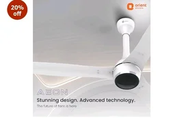 Orient Electric Newly Launched 1200 mm Aeon BLDC PRO,BEE 5-star rated, Anti-Dust Designer Ceiling fan with Remote & 5 yrs Warranty by Orient, Boost mode for High Air Delivery - Pixel White - Pixel white