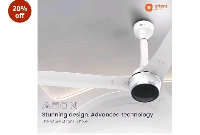 Orient Electric Newly Launched 1200 mm Aeon BLDC PRO,BEE 5-star rated, Anti-Dust Designer Ceiling fan with Remote & 5 yrs Warranty by Orient, Boost mode for High Air Delivery - Pixel White - Pixel white