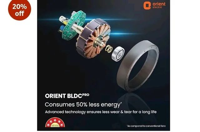 Orient Electric Newly Launched 1200 mm Aeon BLDC PRO,BEE 5-star rated, Anti-Dust Designer Ceiling fan with Remote & 5 yrs Warranty by Orient, Boost mode for High Air Delivery - Pixel White - Pixel white