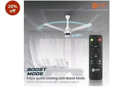 Orient Electric Newly Launched 1200 mm Aeon BLDC PRO,BEE 5-star rated, Anti-Dust Designer Ceiling fan with Remote & 5 yrs Warranty by Orient, Boost mode for High Air Delivery - Pixel White - Pixel white