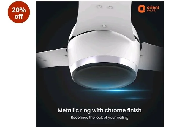 Orient Electric Newly Launched 1200 mm Aeon BLDC PRO,BEE 5-star rated, Anti-Dust Designer Ceiling fan with Remote & 5 yrs Warranty by Orient, Boost mode for High Air Delivery - Pixel White - Pixel white