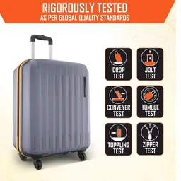 Safari Genius Alley 55cm Cabin Trolley Bag Hard Case Polypropylene, 4 Spinner Wheels, 360 Degree Wheeling Carry on Luggage, Travel Bag, Suitcase, Trolley Bags, Flintstone Softline (Grey)