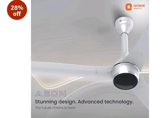 Orient Electric Newly Launched 1200 mm Aeon BLDC PRO, BEE 5-star rated, Anti-Dust Designer Ceiling fan with Remote & 5 yrs Warranty by Orient, Boost mode for High Air Delivery - Platinum Silver - Platinum Silver